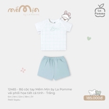 (6M-2Y) LP - Bộ cộc tay Mềm Mịn by La Pomme vải phối họa tiết cá tính - Trắng
