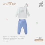(6M-2Y) LP - Bộ dài tay Mềm Mịn by La Pomme cún bông năng động - Xanh biển