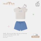 (6M-2Y) LP - Bộ cộc tay Mềm Mịn by La Pomme vải phối họa tiết cá tính - Be