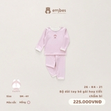 (9M-3Y) EMBES - Bộ dài tay bé gái hoạ tiết chấm bi - 26-K4-21