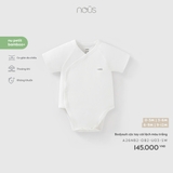 (0M-9M) NOUS - Bodysuit cộc tay cài lệch màu trắng - 0-3M