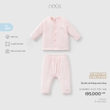 (0M-9M) NOUS - Bộ dài cài thẳng màu hồng - 3-6M