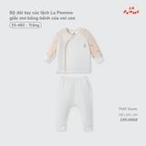 (NB-3M) LP - Bộ dài tay cúc lệch La Pomme giấc mơ bồng bềnh của voi con - Trắng