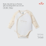 (NB-3M) LP - Body chip dài tay La Pomme giấc mơ bồng bềnh của voi con - Trắng