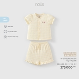 (0M-9M) NOUS - Bộ cộc tay màu kẻ caro vàng in họa tiết - 0-3M