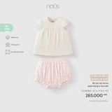 (0M-9M) NOUS - Bộ cộc tay áo be quần hồng in họa tiết - 3-6M