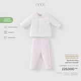 (0M-9M) NOUS - Bộ dài tay trắng phối tím in họa tiết - 3-6M
