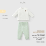 (6M-2Y) NOUS - Bộ dài tay áo trắng quần xanh lá thêu ảo thuật gia - 12-18M