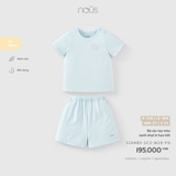 (9M-2Y) NOUS - Bộ cộc tay màu xanh nhạt in họa tiết - 9-12M