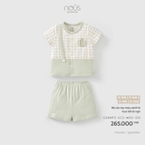 (0M-9M) NOUS - Bộ cộc tay màu xanh lá họa tiết bí ngô - 9-12M