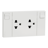 Bộ Ổ Cắm Đôi 3 Chấu 16A Có Công Tắc Schneider AvatarOn A Mã M3T25_SIS_WE