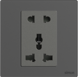 Bộ ổ cắm đôi 2 chấu và 3 chấu đa năng (10A 250V) Vuông Simon M7 Gem Diamond Gray mã 661080G