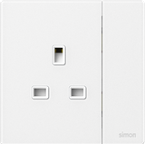 Bộ Ổ Cắm Kiểu Anh (13A 250V) Vuông Màu Trắng Simon M7 Gem Diamond White Mã 661382G-4F