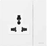 Bộ Ổ Cắm 3 Chấu Đa Năng Kèm Công Tắc Vuông Màu Trắng Simon M7 Gem Diamond White Mã 661089G-4F