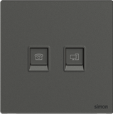 Bộ Ổ Cắm Điện Thoại và Mạng Cat6 Vuông Màu Xám Simon M7 Gem Diamond Grey Mã 665229G-4D