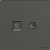 Bộ Ổ Cắm TV và Mạng Cat6 Vuông Màu Xám Simon M7 Gem Diamond Grey Mã 665302G-4D