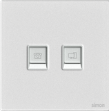 Bộ Ổ Cắm Điện Thoại và Mạng Cat6 Vuông Màu Trắng Simon M7 Gem Diamond White Mã 665229G-4F