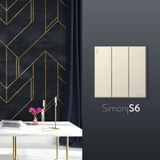 Bộ Công Tắc Ba 1 Chiều Vuông Màu Sâm Panh Simon S6 - Công Tắc Chuẩn Vuông