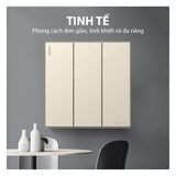 Bộ Công Tắc Ba 1 Chiều Vuông Màu Sâm Panh Simon S6 - Công Tắc Simon Series S6
