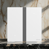 Bộ công tắc ba nhà thông minh Simon M7 Gem Smart màu Trắng 66E8003GTY-4F điều khiển bậttắt đèn từ xa qua ứng dụng trên điện thoại,