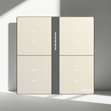 Bộ công tắc bối cảnh tám nhà thông minh Simon M7 metal smart màu Vàng 66E8025MTY-2c