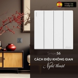 Bộ Công Tắc Bốn 1 Chiều Vuông Màu Trắng Simon S6 581041  - Công Tắc Tây Ban Nha