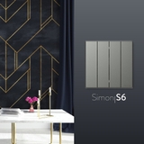 Bộ Công Tắc Bốn 1 Chiều Vuông Màu Xám Simon S6 581041-61 - Công Tắc Châu Âu