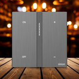 Bộ công tắc Dimmer đơn nhà thông minh Simon M7 metal smart màu Xám 66E8015MTY-2b cảm ứng vuốt, kim loại, cảm biến tiệm cận