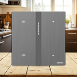 Bộ công tắc Dimmer đơn nhà thông minh Simon M7 metal smart màu Xám 66E8015MTY-2b Điều Chỉnh Độ Sáng Linh Hoạt (Dimming)
