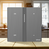Bộ công tắc Dimmer đơn nhà thông minh Simon M7 metal smart màu Xám 66E8015MTY-2b khả năng điều chỉnh độ sáng mượt mà bằng thao tác vuốt cảm ứng tinh tế