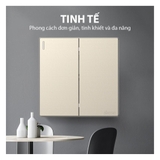 Bộ Công Tắc Đôi 1 Chiều vuông Màu Sâm Panh Simon S6 581021-46 Sang trọng và thời thượng