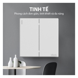 Bộ Công Tắc Đôi 1 Chiều vuông Màu trắng Simon S6 581021 Công Tắc Cao Cấp Châu Âu