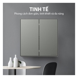 Bộ Công Tắc Đôi 1 Chiều vuông Màu Xám Simon S6 581021-61 Công Tắc Chuẩn Vuông