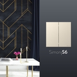 Bộ Công Tắc Đôi 2 Chiều Vuông Màu Sâm Panh Simon S6 581022-46 - Công Tắc Châu Âu