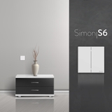 Bộ Công Tắc Đôi Trung Gian Vuông Màu Trắng Simon S6 581046 - Công Tắc Cao Cấp