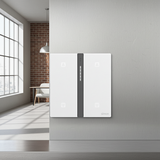 Bộ công tắc rèm cửa đôi nhà thông minh Simon M7 metal smart màu Bạc 66E8014MTY-2a cho phép kiểm soát chính xác từng bộ rèm một cách độc lập.