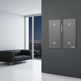Bộ công tắc rèm cửa đôi nhà thông minh Simon M7 metal smart màu Xám 66E8014MTY-2b công tắc tương thích hoàn hảo với các đế âm vuông phổ biến