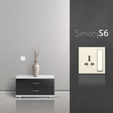 Bộ Ổ Cắm 3 Chấu Đa Năng Kèm Công Tắc Chuẩn Vuông Màu Sâm Panh Simon 581089-46 - Công Tắc Cao Cấp