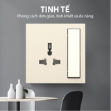 Bộ Ổ Cắm 3 Chấu Đa Năng Kèm Công Tắc Chuẩn Vuông Màu Sâm Panh Simon 581089-46 - Thiết Bị Điện Cao Cấp