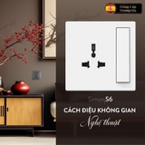 Bộ Ổ Cắm 3 Chấu Đa Năng Kèm Công Tắc Chuẩn Vuông Màu Trắng Simon S6 581089 - Công Tắc Tây Ban Nha