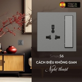 Bộ Ổ Cắm 3 Chấu Đa Năng Kèm Công Tắc Chuẩn Vuông Màu Xám Simon 581089-61 - Công Tắc Ổ Cắm Tây Ban Nha
