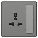 Bộ Ổ Cắm 3 Chấu Đa Năng Kèm Công Tắc Chuẩn Vuông Màu Xám Simon 581089-61