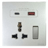 Bộ Ổ Cắm Đa Năng Kèm Công Tắc Có Sạc USB Và Sạc Type C Màu Sâm Panh Simon S6 58E7253-46