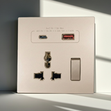 Bộ Ổ Cắm Đa Năng Kèm Công Tắc Có Sạc USB Và Sạc Type C Màu Sâm Panh Simon S6 58E7253-46 - Simon – thương hiệu thiết bị điện Tây Ban Nha