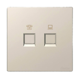 Bộ Ổ Cắm Điện Thoại Và Mạng CAT6 Vuông Màu Sâm panh Simon S6 585229-46