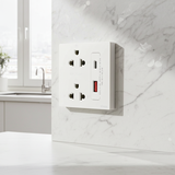 Bộ Ổ Cắm Đôi 3 Chấu Kèm Chân Cắm USB A+C Chuẩn Vuông Màu Trắng Simon S6 58E7251 - Nhà phố – chung cư – biệt thự