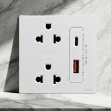 Bộ Ổ Cắm Đôi 3 Chấu Kèm Chân Cắm USB A+C Chuẩn Vuông Màu Trắng Simon S6 58E7251 - thiết bị điện Simon (Tây Ban Nha)