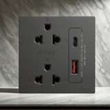Bộ Ổ Cắm Đôi 3 Chấu Kèm Chân Cắm USB Và A+C Chuẩn Vuông Màu Xám Simon S6 58E7251-61 (3)
