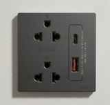 Bộ Ổ Cắm Đôi 3 Chấu Kèm Chân Cắm USB Và A+C Chuẩn Vuông Màu Xám Simon S6 58E7251-61