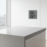 Bộ Ổ Cắm Đôi Đa Năng Kèm Sạc USB A+C Vuông Màu Xám Simon M7 Gem Diamond Gray Mã 66E7251G-4D-Phiên bản Diamond Gray 4D Tông màu Xám Đá thời thượng